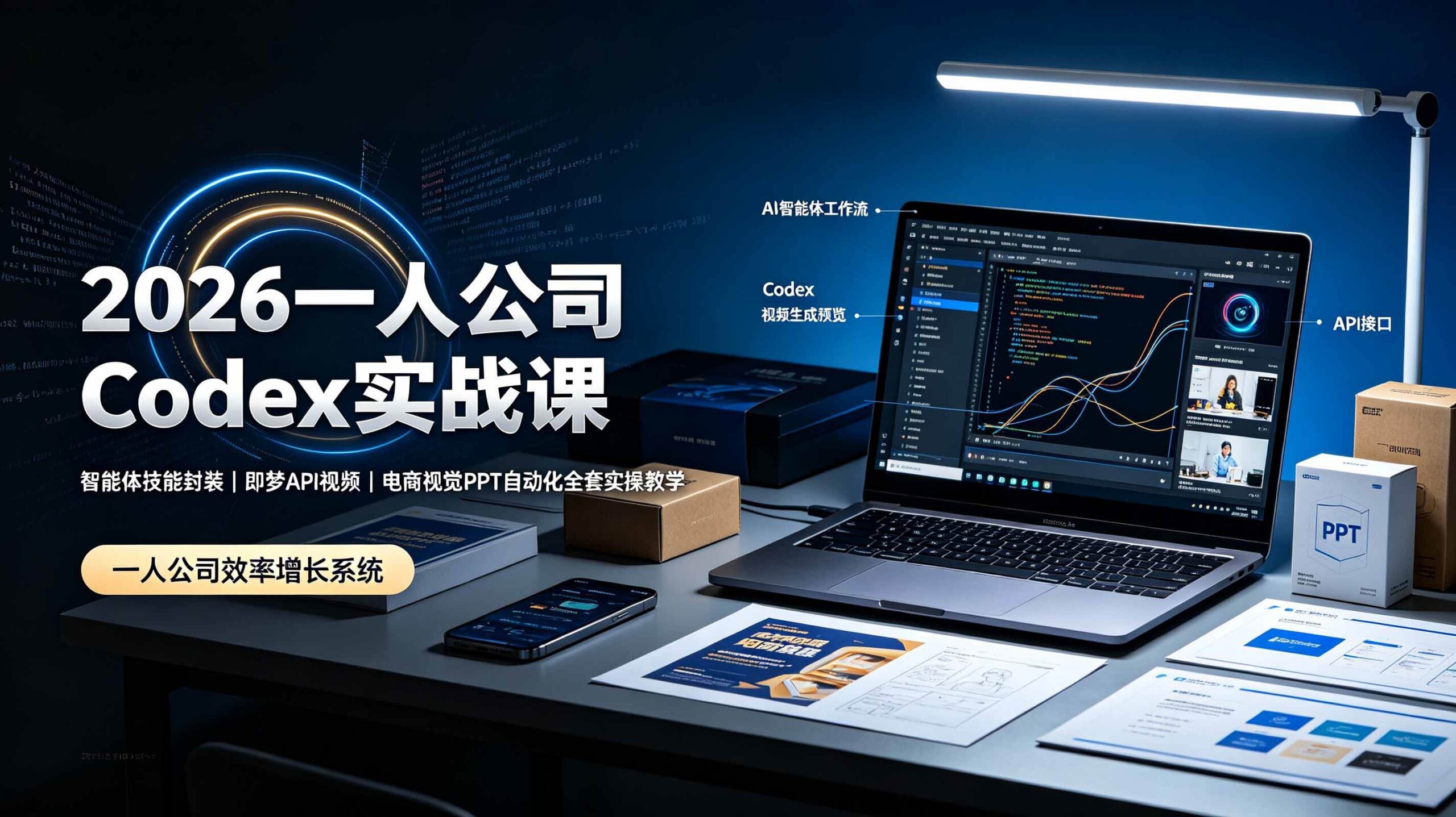 （19503期）2026一人公司Codex实战课◆智能体技能封装｜即梦API视频｜电商视觉PPT自动化全套实操教学-52网创