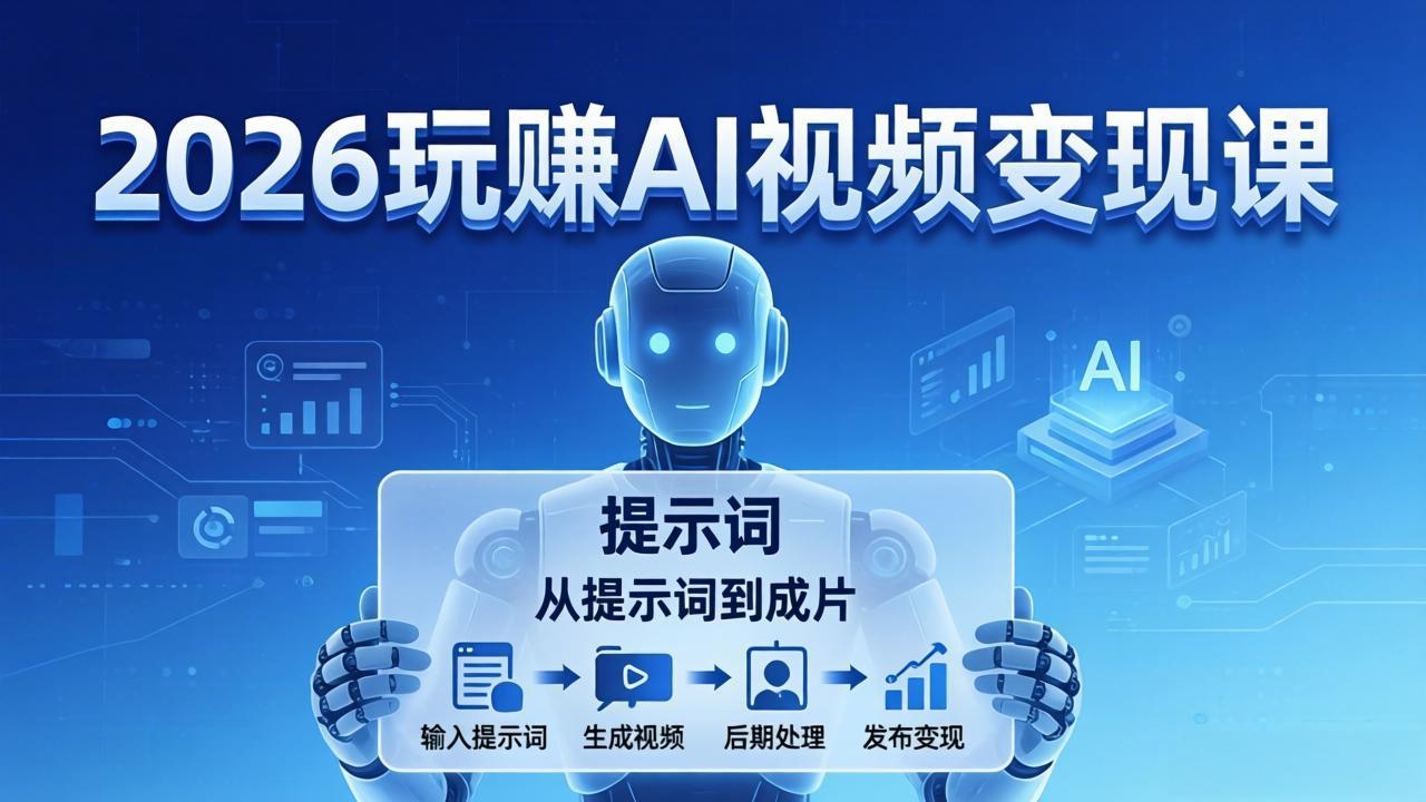 2026玩赚AI视频变现课:掌握 AI 视频全流程技能,从提示词到成片高效产出 2026玩赚AI视频变现课:掌握 AI 视频全流程技能,从提示词到成片高效产出