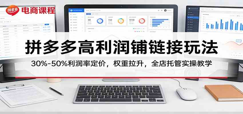 拼多多高利润铺链接玩法：30%–50%利润率定价，权重拉升，全店托管实操教学 - 52网创-52网创