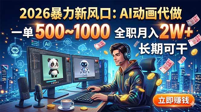 （18993期）2026暴力新风口：AI动画代做，一单500~1000，全职月入2W+，长期可干-52网创