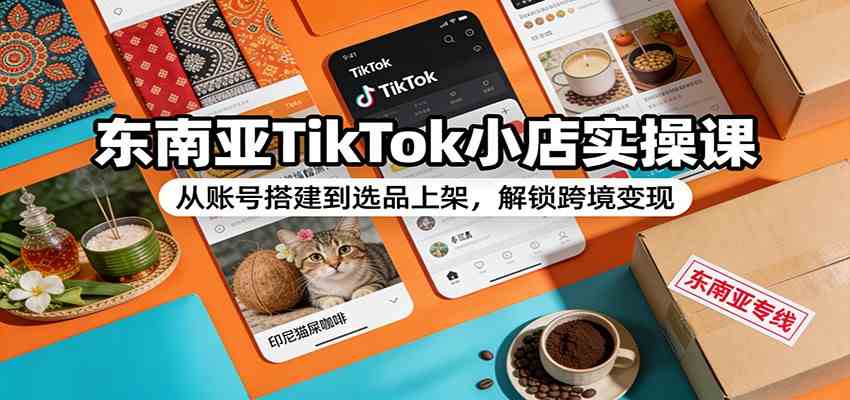东南亚TikTok小店实操课:从账号搭建到选品上架,解锁跨境变现-52网创