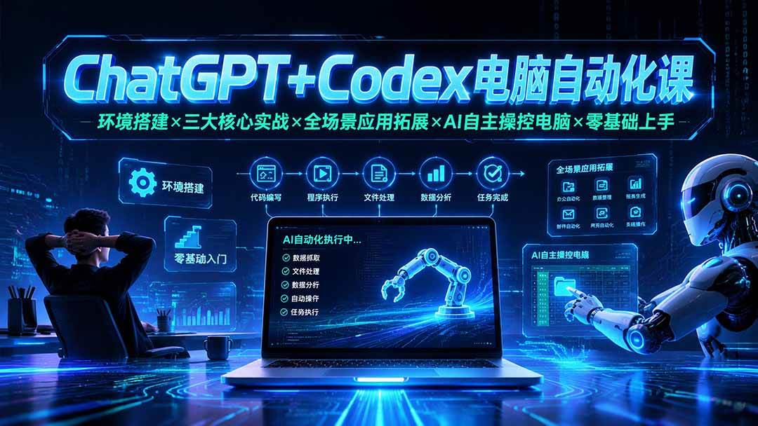（19583期）ChatGPT+Codex电脑自动化课：环境搭建×三大核心实战×全场景应用拓展×AI自主操控电脑×零基础上手 - 52网创-52网创