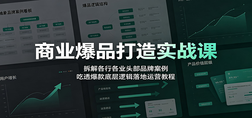 商业爆品打造实战课：拆解各行各业头部品牌案例，吃透爆款底层逻辑落地运营教程 - 52网创-52网创