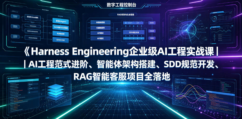Harness Engineering企业级AI工程实战课｜AI工程范式进阶、智能体架构搭建、SDD规范开发、RAG智能客服项目全落地 - 52网创-52网创