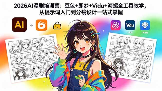 （18607期）2026AI漫剧培训营：豆包+即梦+Vidu+海螺全工具教学，从提示词入门到分镜设计一站式掌握 - 52网创-52网创
