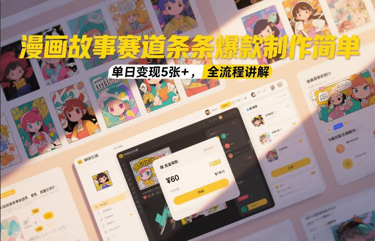 漫画故事赛道条条爆款制作简单，单日变现5张+，全流程讲解-52网创