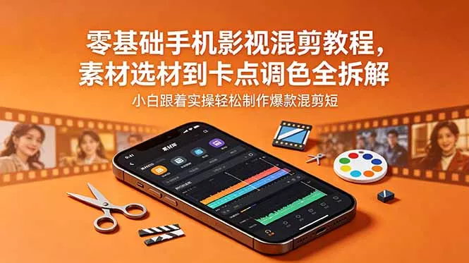 零基础手机影视混剪教程，素材选材到卡点调色全拆解，小白跟着实操轻松制作爆款混剪短片 - 52网创-52网创