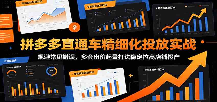 拼多多直通车精细化投放实战：规避常见错误，多套出价起量打法稳定拉高店铺投产-52网创