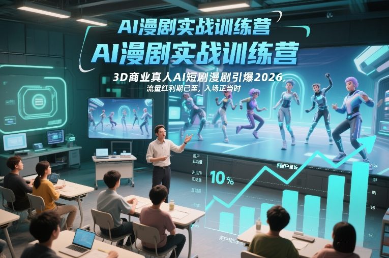 AI漫剧实战训练营,3D商业真人AI短剧漫剧引爆2026,流量红利期已至,入场正当时-52网创