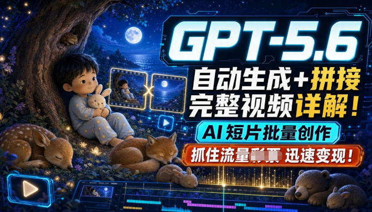 GPT-5.6自动生成＋拼接完整视频详解，AI短片批量创作，抓住流量迅速变现！ - 52网创-52网创