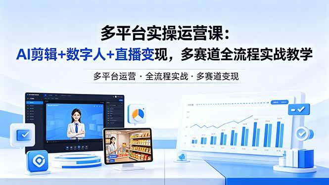 （18193期）某团队多平台实操运营课-更新26年4月25：AI剪辑+数字人+直播变现，多赛道全流程实战教学-52网创