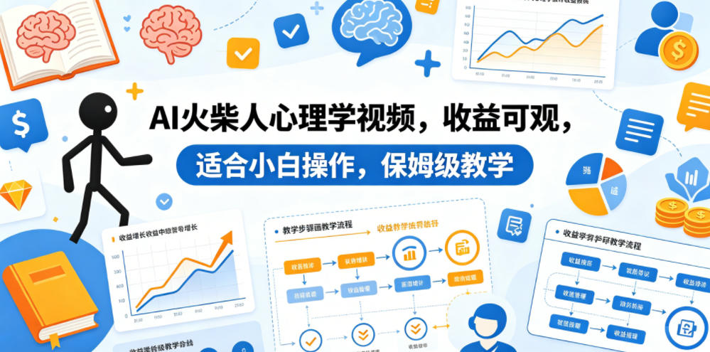 AI火柴人心理学视频，收益可观，适合小白操作，保姆级教学-52网创