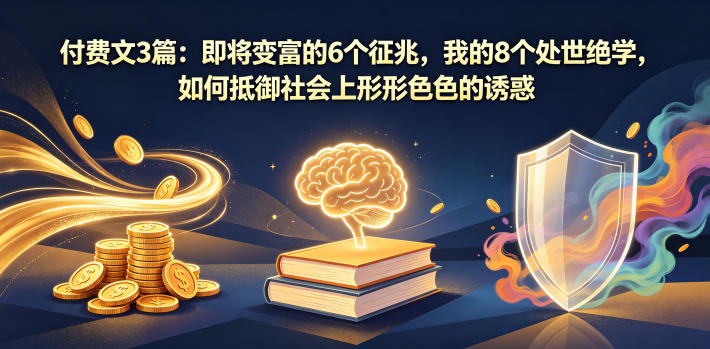 付费文3篇：即将变富的6个征兆，我的8个处世绝学，如何抵御社会上形形色色的诱惑 - 52网创-52网创