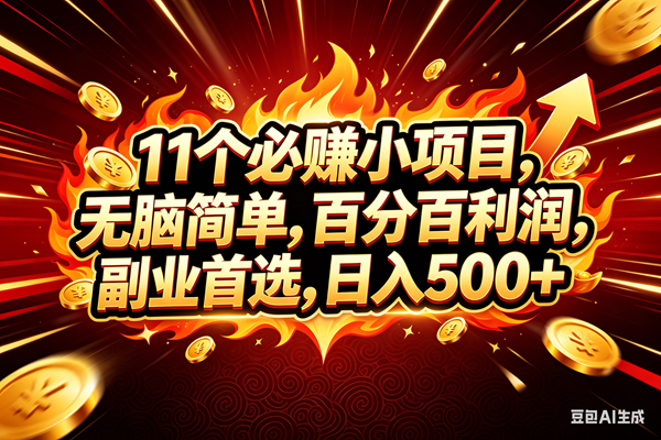 （18245期）11个必赚钱的小项目，百分百赚米，无脑简单，副业首选，日入300+ - 52网创-52网创