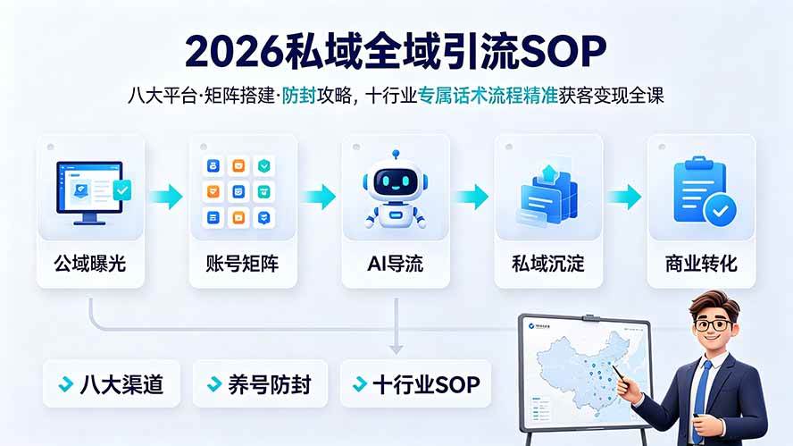 （19248期） 2026私域全域引流SOP｜八大平台·矩阵搭建·防封攻略，十行业专属话术流程精准获客变现全课 - 52网创-52网创