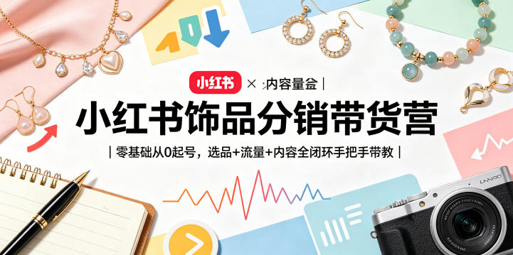 小红书饰品分销带货营｜零基础从0起号，选品+流量+内容全闭环手把手带教 - 52网创-52网创
