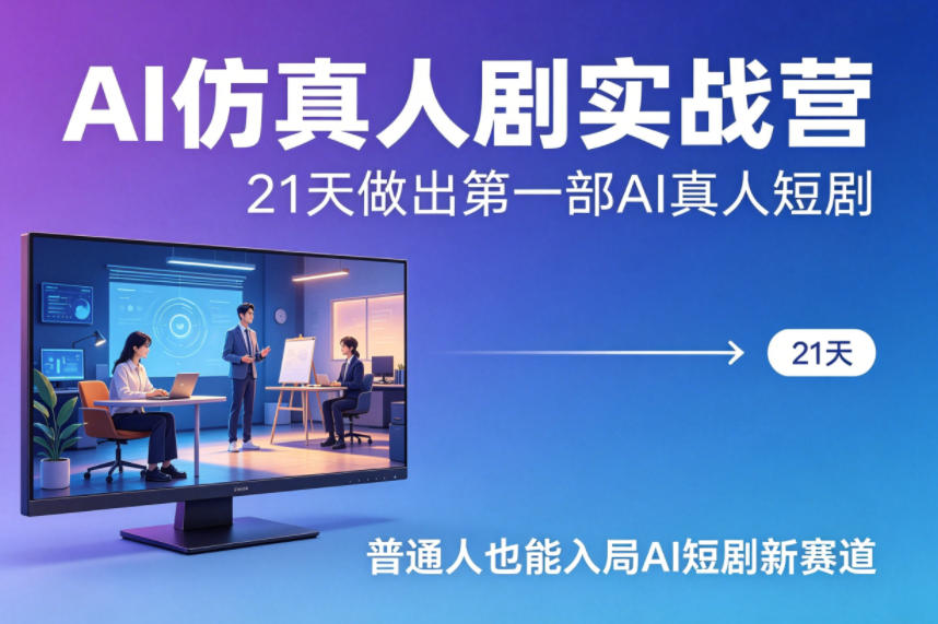 AI仿真人剧实战营，21天做出第一部AI真人短剧，普通人也能入局AI短剧新赛道 - 52网创-52网创