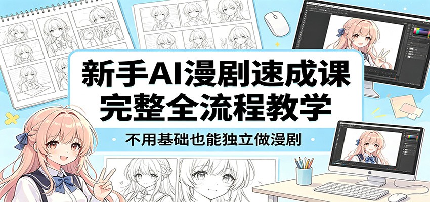 新手AI漫剧速成课：完整全流程教学，不用基础也能独立做漫剧-52网创