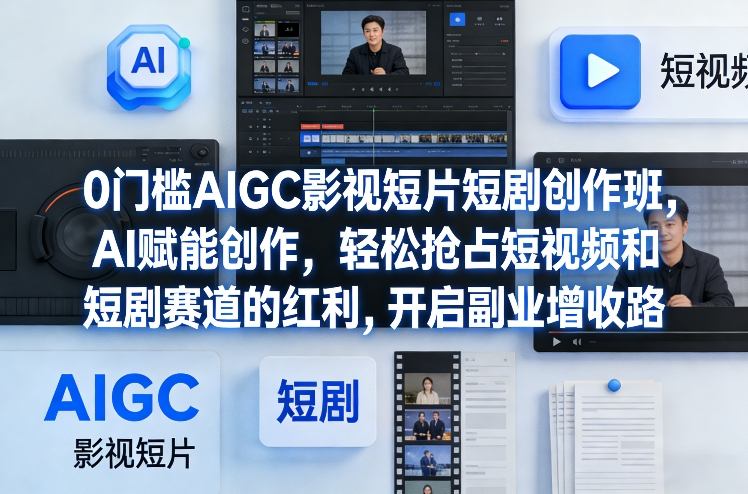 0门槛AIGC影视短片短剧创作班，AI赋能创作，轻松抢占短视频和短剧赛道的红利，开启副业增收路 - 52网创-52网创