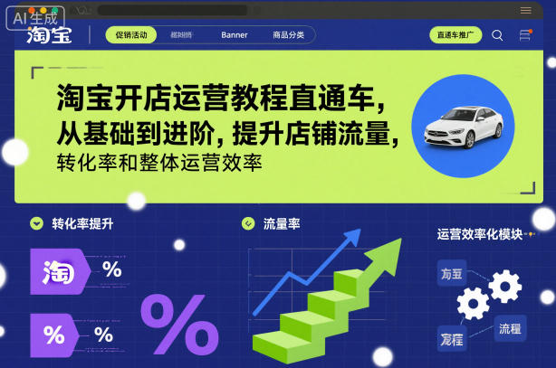 淘宝开店运营教程直通车，从基础到进阶，提升店铺流量，转化率和整体运营效率（更新26年4月20日） - 52网创-52网创