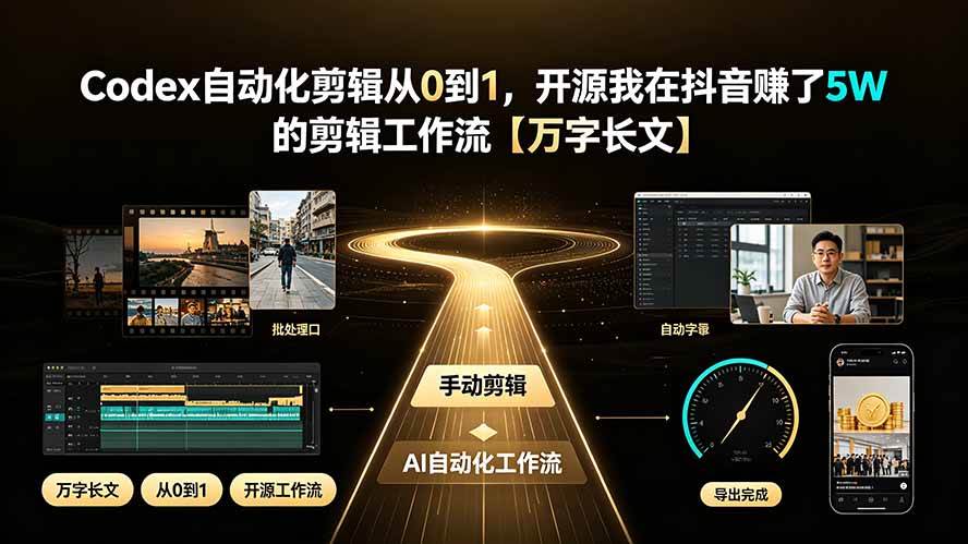 （19504期）Codex自动化剪辑从0到1，开源我在抖音赚了5W 的剪辑工作流【万字长文】-52网创