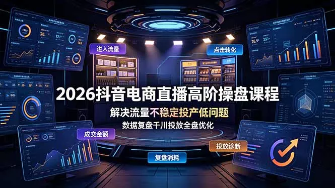 2026抖音电商直播高阶操盘课程，解决流量不稳定投产低问题，数据复盘千川投放全盘优化 - 52网创-52网创