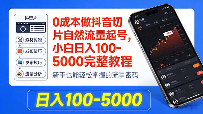0成本做抖音切片自然流量起号,小白日入100-5000完整教程 0成本做抖音切片自然流量起号,小白日入100-5000完整教程