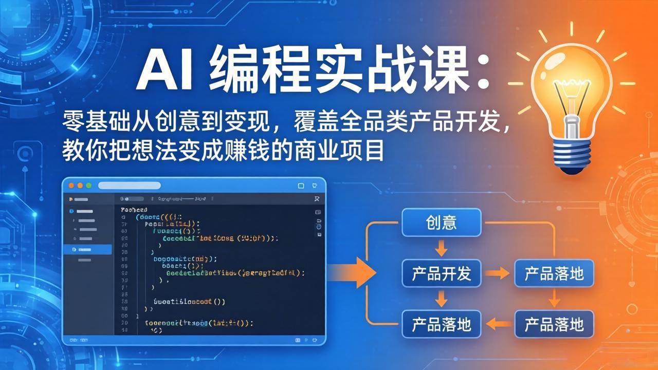 （18469期）AI编程实战课-第三期-5月9更新：零基础从创意到变现，覆盖全品类产品开发，把想法变成赚钱项目 - 52网创-52网创