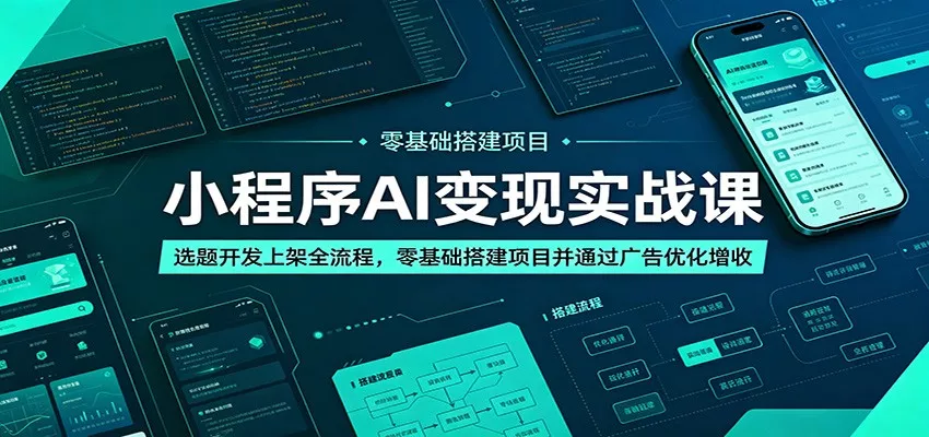 小程序AI变现实战课：选题开发上架全流程，零基础搭建项目并通过广告优化增收 - 52网创-52网创
