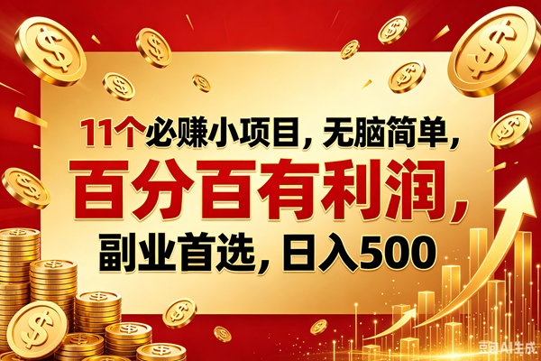（18851期）11个必赚的小项目，百分百赚元子，无脑简单，副业首选，日入500+ - 52网创-52网创