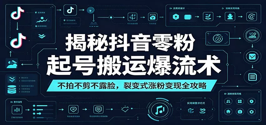 揭秘抖音零粉起号搬运爆流术：不拍不剪不露脸，裂变式涨粉变现全攻略-52网创