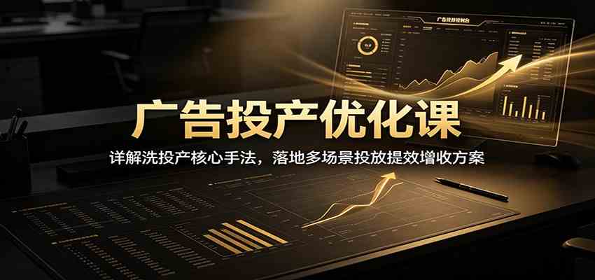 广告投产优化课：详解洗投产核心手法，落地多场景投放提效增收方案 - 52网创-52网创