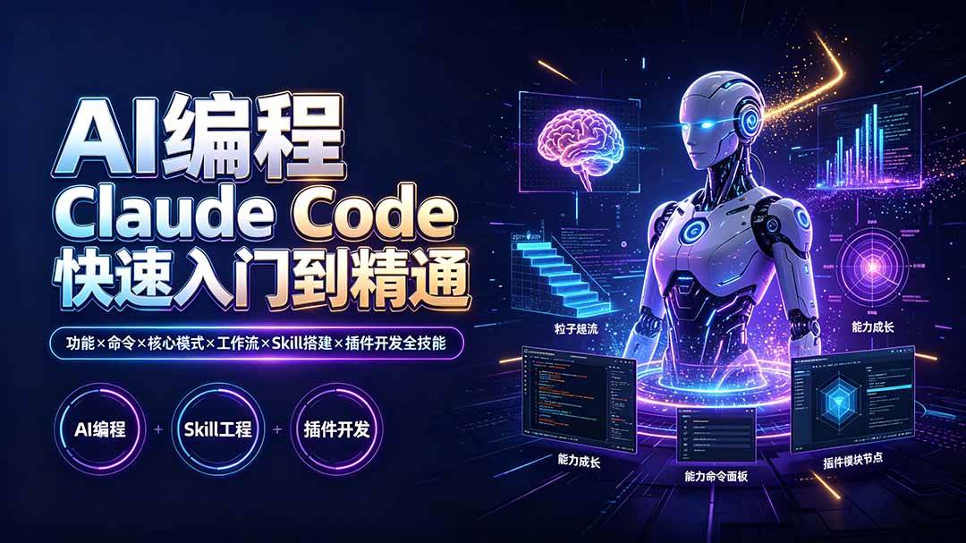 （19306期）AI编程 Claude Code快速入门到精通：功能×命令×核心模式×工作流×Skill搭建×插件开发全技能 - 52网创-52网创
