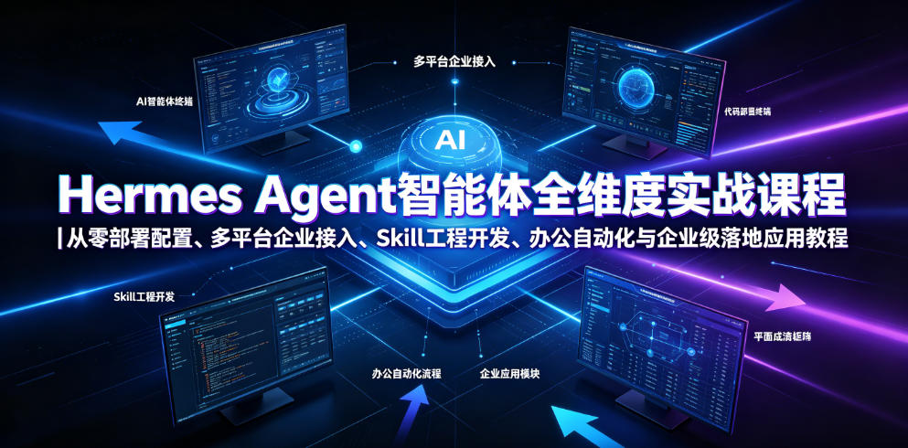 Hermes Agent智能体全维度实战课程｜从零部署配置、多平台企业接入、Skill工程开发、办公自动化与企业级落地应用教程 - 52网创-52网创