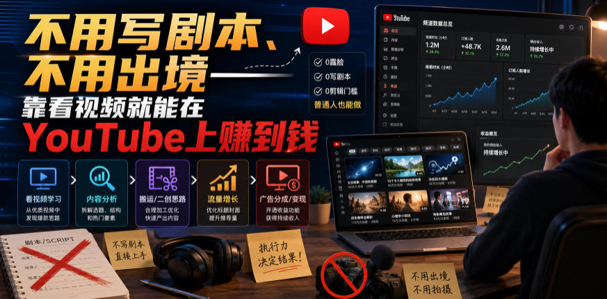 不用写剧本、不用出境——靠看视频就能在YouTube上賺到钱【原创双语字幕】-52网创