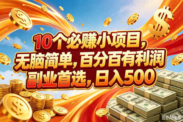 （18918期）10个必赚的小项目，百分百赚元子，无脑简单，副业首选，日入500+-52网创