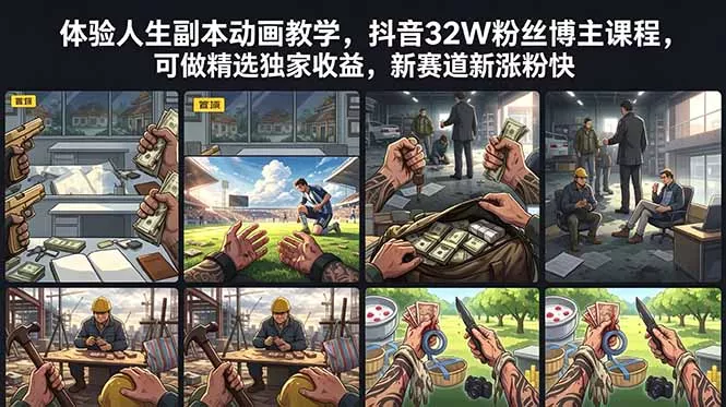 体验人生副本动画教学， 抖音32W粉丝博主课程，可做精选独家收益，新赛道新涨粉快 - 52网创-52网创
