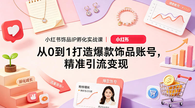小红书饰品IP孵化实战课｜从0到1打造爆款饰品账号，精准引流变现-52网创