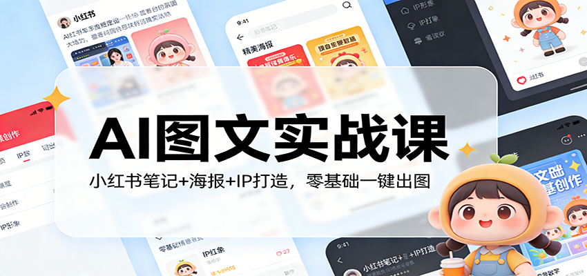AI图文实战课：小红书笔记+海报+IP打造，零基础一键出图 - 52网创-52网创