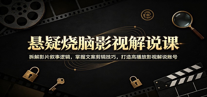 悬疑烧脑影视解说课：拆解影片叙事逻辑，掌握文案剪辑技巧，打造高播放影视解说账号 - 52网创-52网创