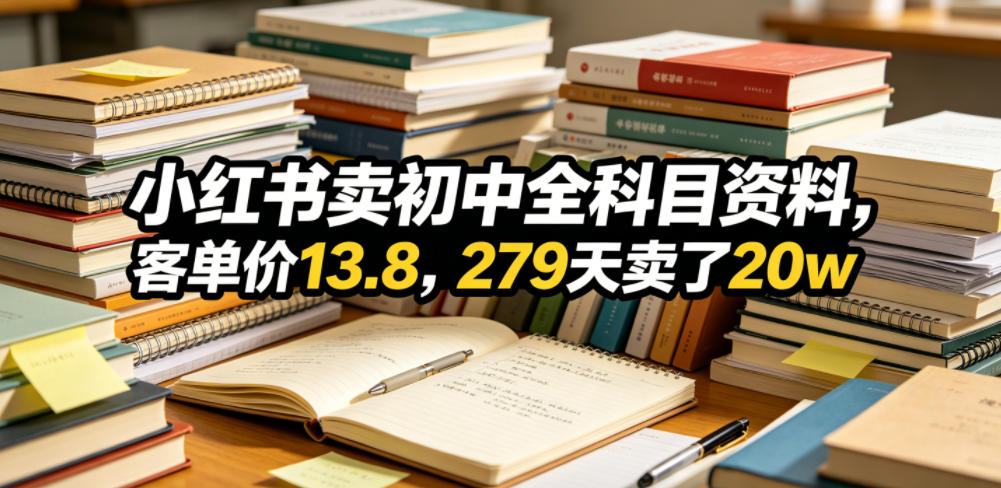 小红书卖初中全科目资料，客单价13.8，279天卖了20w - 52网创-52网创