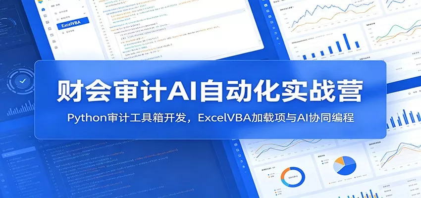 财会审计AI自动化实战营：Python审计工具箱开发，ExcelVBA加载项与AI协同编程-52网创